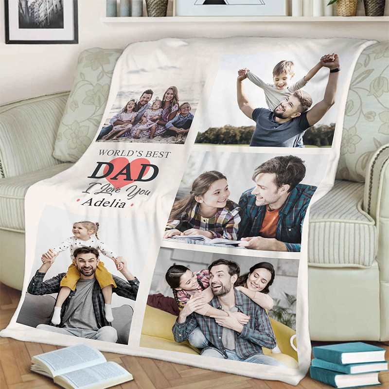 Mantas personalizadas para papá, mantas personalizadas con fotos, texto,  día del padre, collages de fotos, regalos para hombres, marido, abuelo,  papá